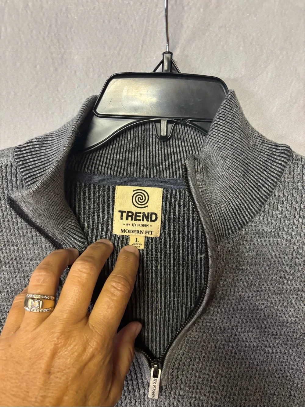 Trend Modern Fit Men’s Gray Half-Zip Sweater